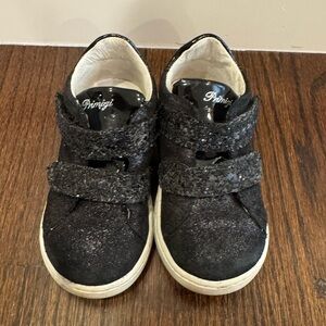 Primigi Little Girls Black Sparkle Velcro Sneaker - 24 EU / 8 US